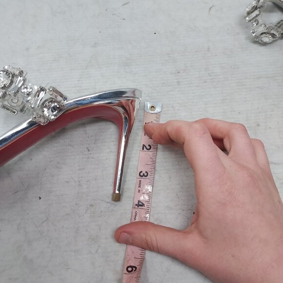 Christian Louboutin Just Jewel Silver Bridal Wedding PVC Heel Sandal - Picture 13 of 13